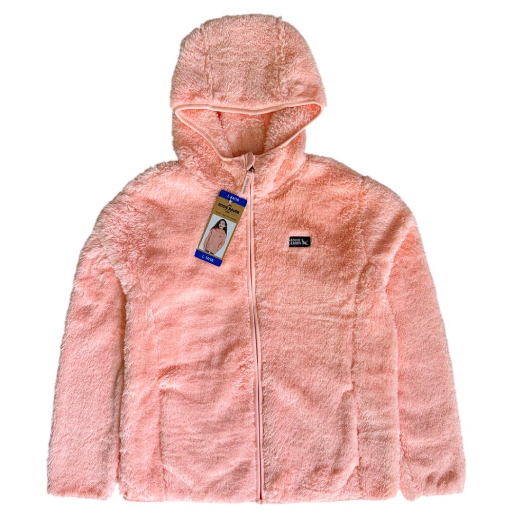 EDDIE BAUER Youth Full Zip High Pile  Hooded Jacket, Sz 14/16, BNWT